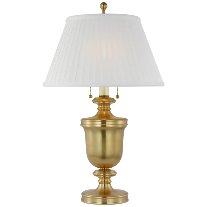 Classidy Medium Table Lamp-Visual Comfort-VISUAL-CHA 8172AB-SP-Table LampsAntique-Burnished Brass-Silk Pleat Shade-1-France and Son