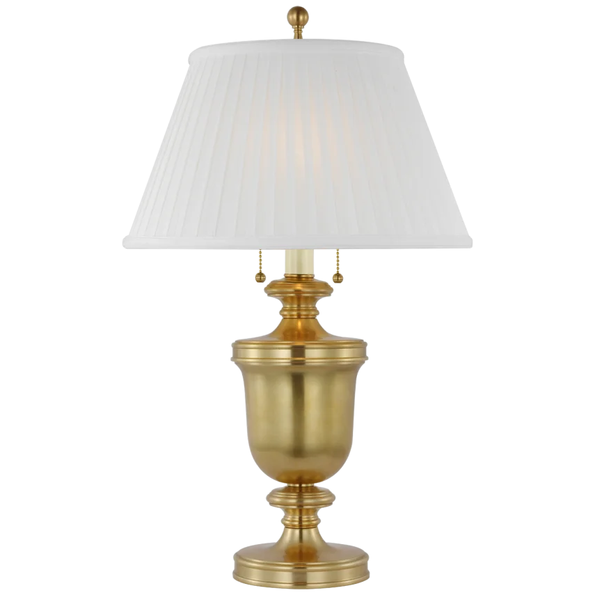 Classidy Medium Table Lamp-Visual Comfort-VISUAL-CHA 8172AB-SP-Table LampsAntique-Burnished Brass-Silk Pleat Shade-1-France and Son