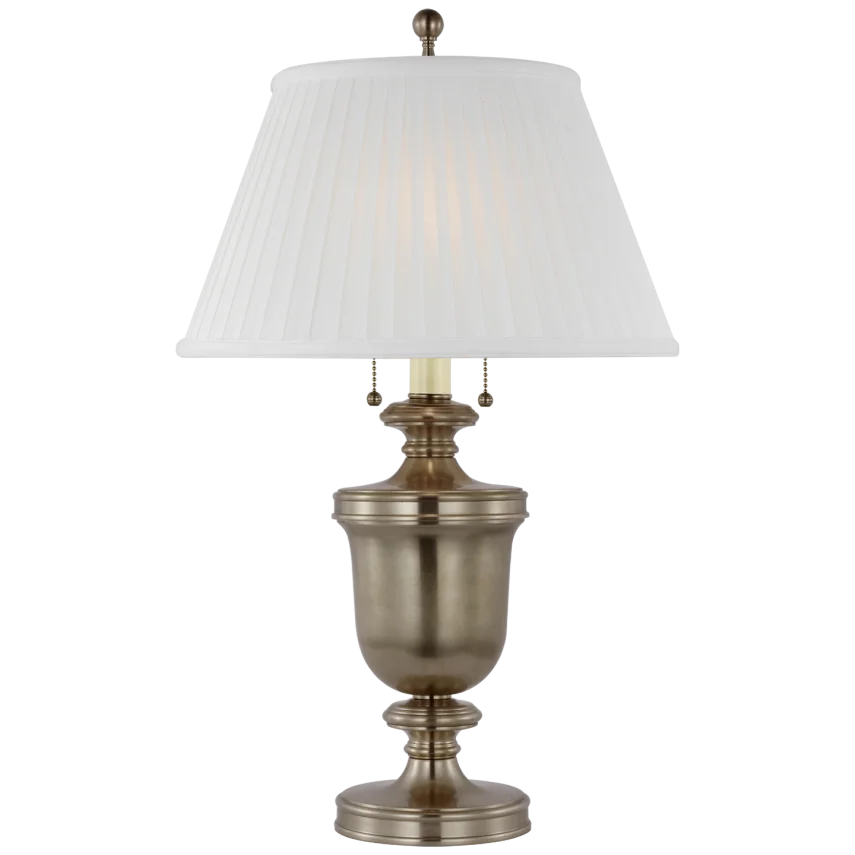 Classidy Medium Table Lamp-Visual Comfort-VISUAL-CHA 8172AN-SP-Table LampsAntique Nickel-Silk Pleat Shade-2-France and Son