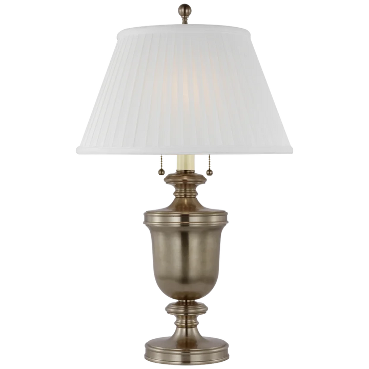 Classidy Medium Table Lamp-Visual Comfort-VISUAL-CHA 8172AN-SP-Table LampsAntique Nickel-Silk Pleat Shade-2-France and Son