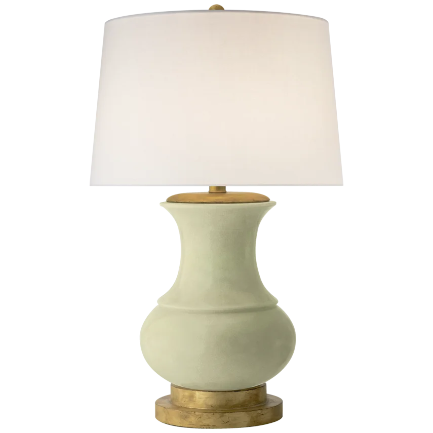 Dallas Table Lamp-Visual Comfort-VISUAL-CHA 8608CC-L-Table LampsCeladon Crackle-Linen Shade-3-France and Son