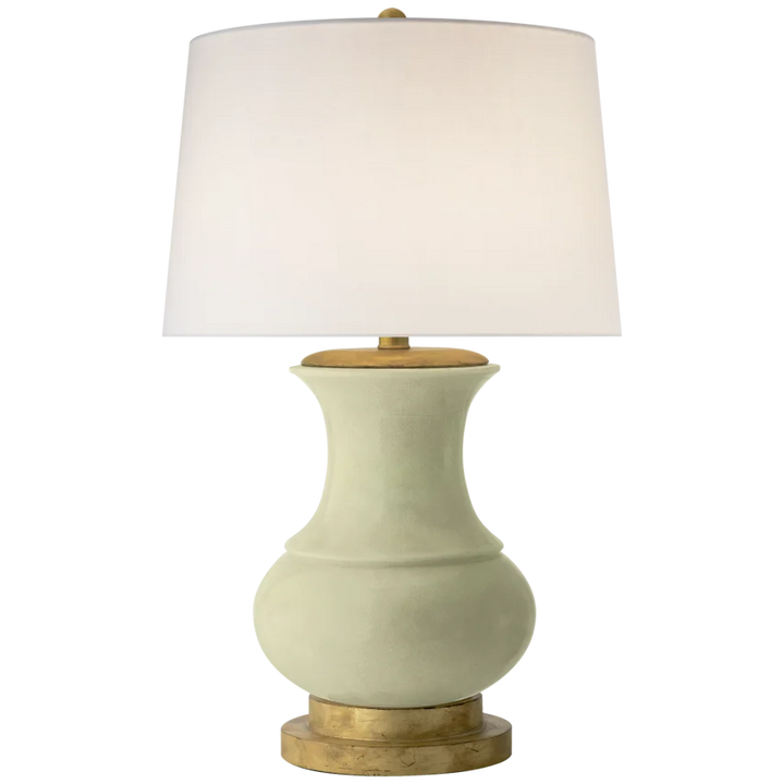 Dallas Table Lamp-Visual Comfort-VISUAL-CHA 8608CC-L-Table LampsCeladon Crackle-Linen Shade-3-France and Son