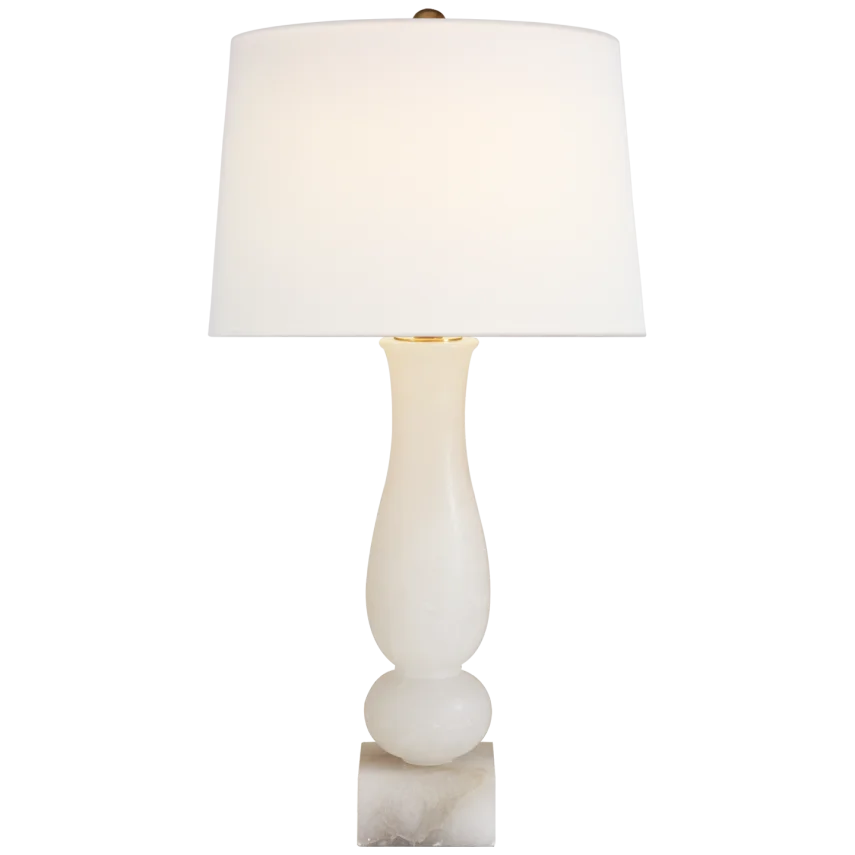 Charted Table Lamp-Visual Comfort-VISUAL-CHA 8646ALB-L-Table LampsAlabaster-Linen Shade-3-France and Son