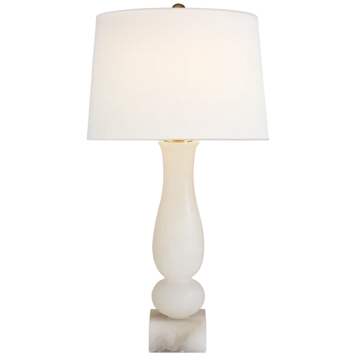 Charted Table Lamp-Visual Comfort-VISUAL-CHA 8646ALB-L-Table LampsAlabaster-Linen Shade-3-France and Son