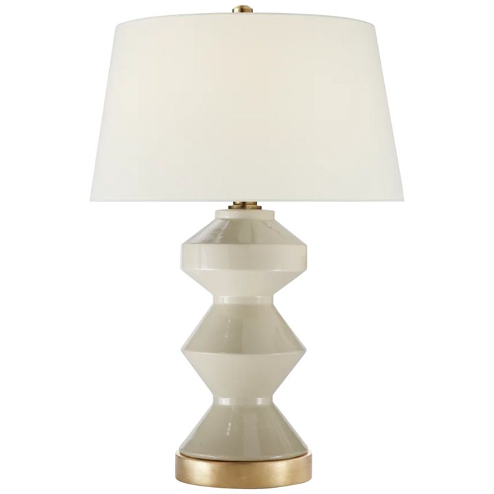 Wellington Zig-Zag Table Lamp-Visual Comfort-VISUAL-CHA 8666ICO-L-Table LampsCoconut Porcelain-Linen Shade-6-France and Son