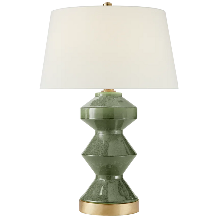 Wellington Zig-Zag Table Lamp-Visual Comfort-VISUAL-CHA 8666SHK-L-Table LampsShellish Kiwi-Linen Shade-8-France and Son