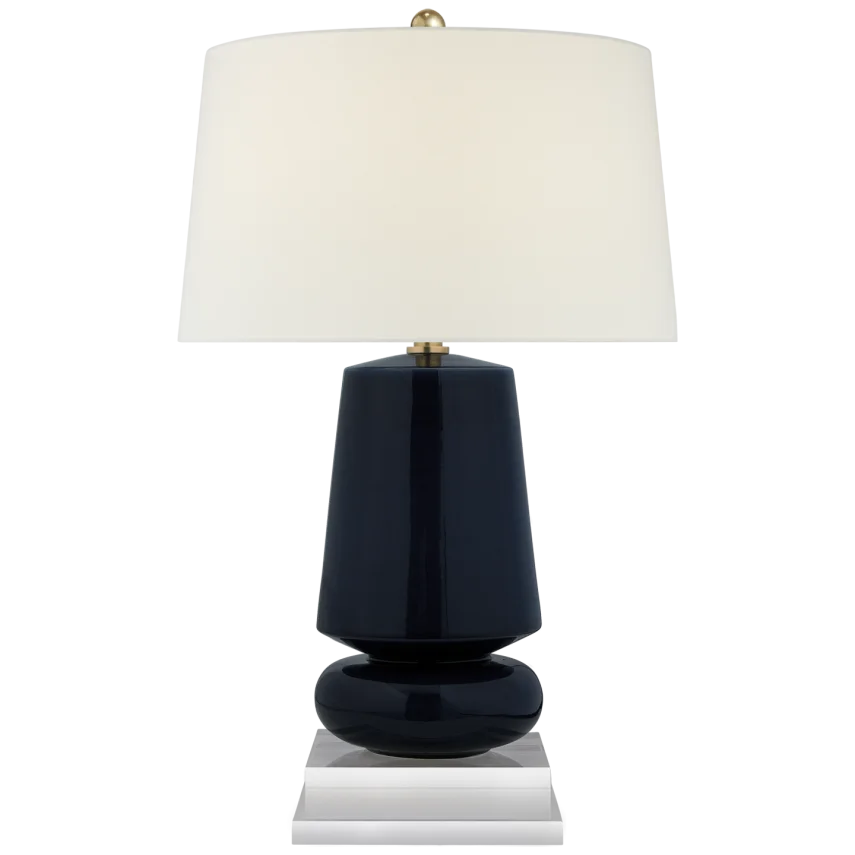 Parisian Small Table Lamp - Linen Shade-Visual Comfort-VISUAL-CHA 8668DM-L-Table LampsDenim Porcelain-1-France and Son