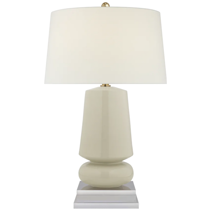 Parisian Small Table Lamp - Linen Shade-Visual Comfort-VISUAL-CHA 8668ICO-L-Table LampsCoconut Porcelain-2-France and Son