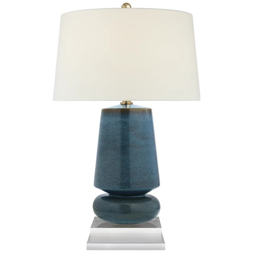 Parisian Small Table Lamp - Linen Shade-Visual Comfort-VISUAL-CHA 8668OSB-L-Table LampsOslo Blue-3-France and Son