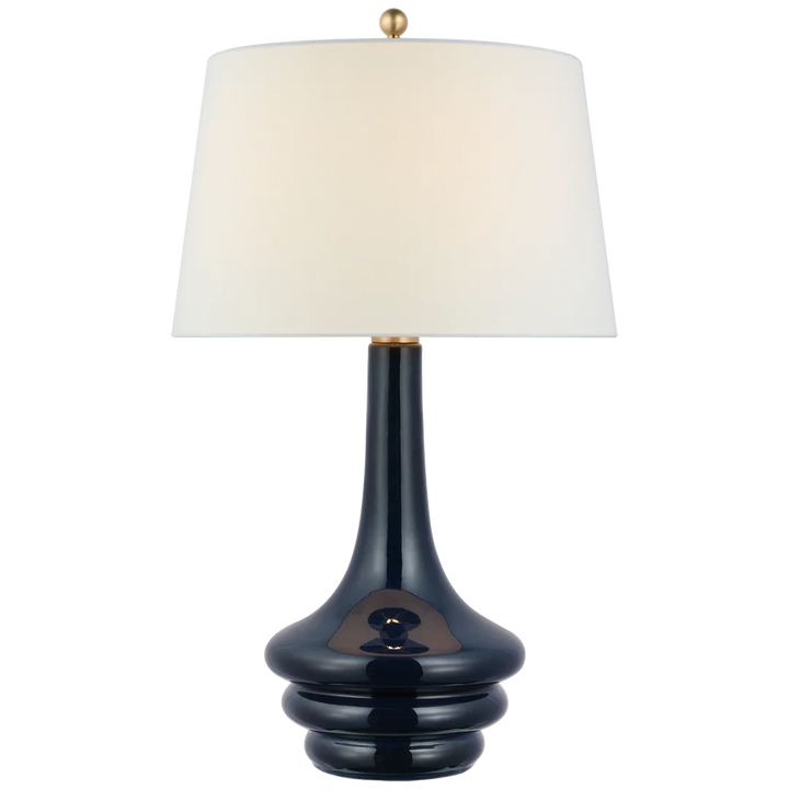 Wolly Large Table Lamp-Visual Comfort-VISUAL-CHA 8688MBB-L-Table LampsMixed Blue Brown-Linen Shade-2-France and Son