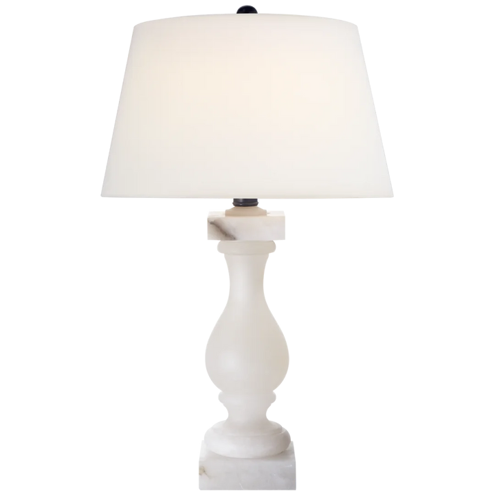 Bennett Table Lamp-Visual Comfort-VISUAL-CHA 8924ALB-L-Table LampsAlabaster-Linen Shade-4-France and Son