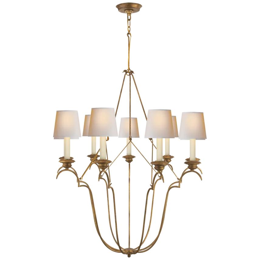 Belveere Chandelier-Visual Comfort-VISUAL-CHC 1403GI-NP-ChandeliersGilded Iron-Natural Paper Shades-4-France and Son