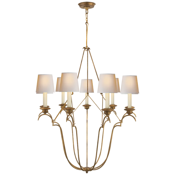 Belveere Chandelier-Visual Comfort-VISUAL-CHC 1403GI-NP-ChandeliersGilded Iron-Natural Paper Shades-4-France and Son