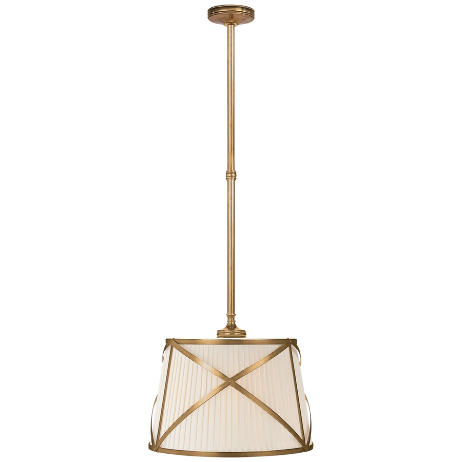 Gissela Single Hanging Shade-Visual Comfort-VISUAL-CHC 1480AB-L-ChandeliersAntique-Burnished Brass-Linen Shade-1-France and Son