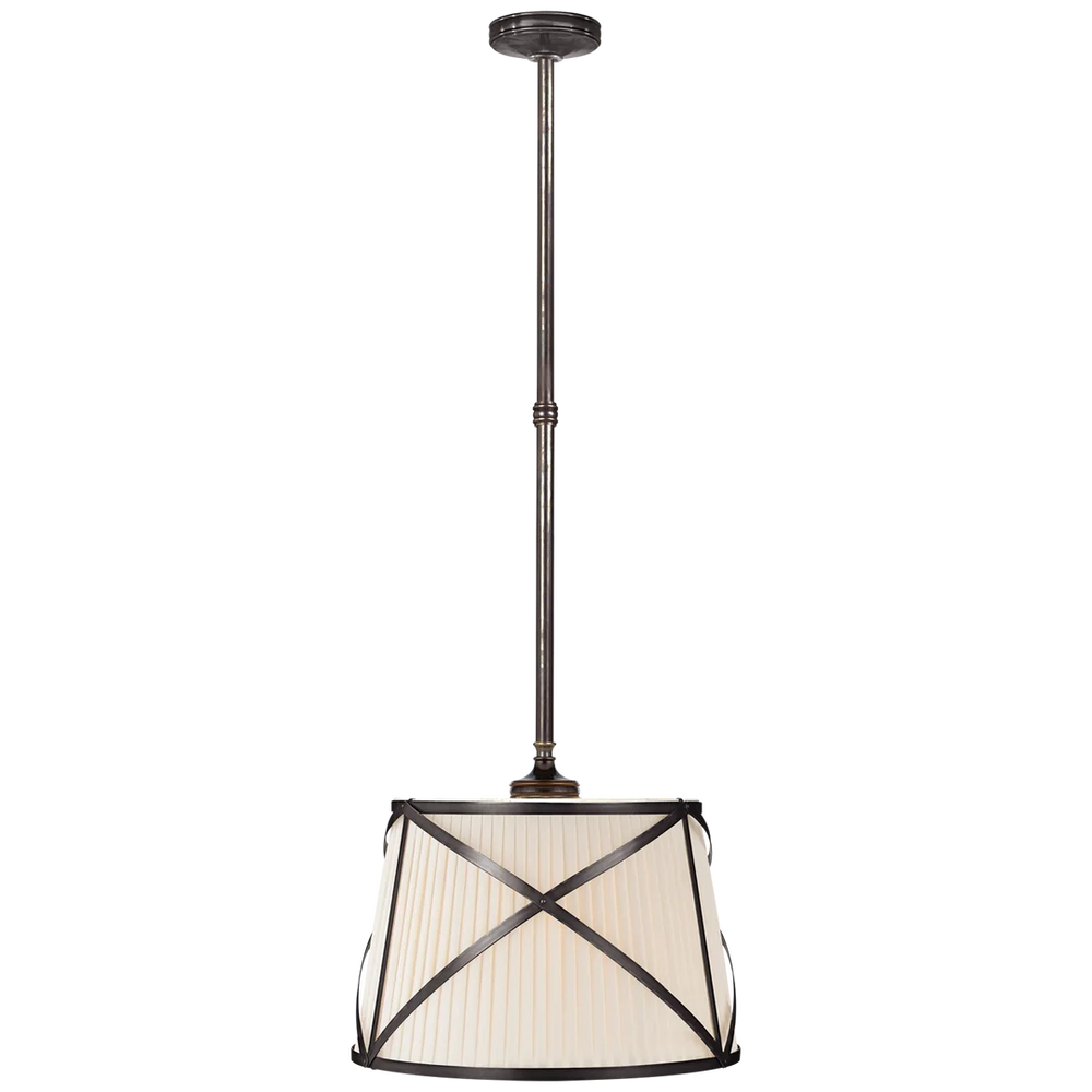 Gissela Single Hanging Shade-Visual Comfort-VISUAL-CHC 1480BZ-L-ChandeliersBronze-Linen Shade-2-France and Son