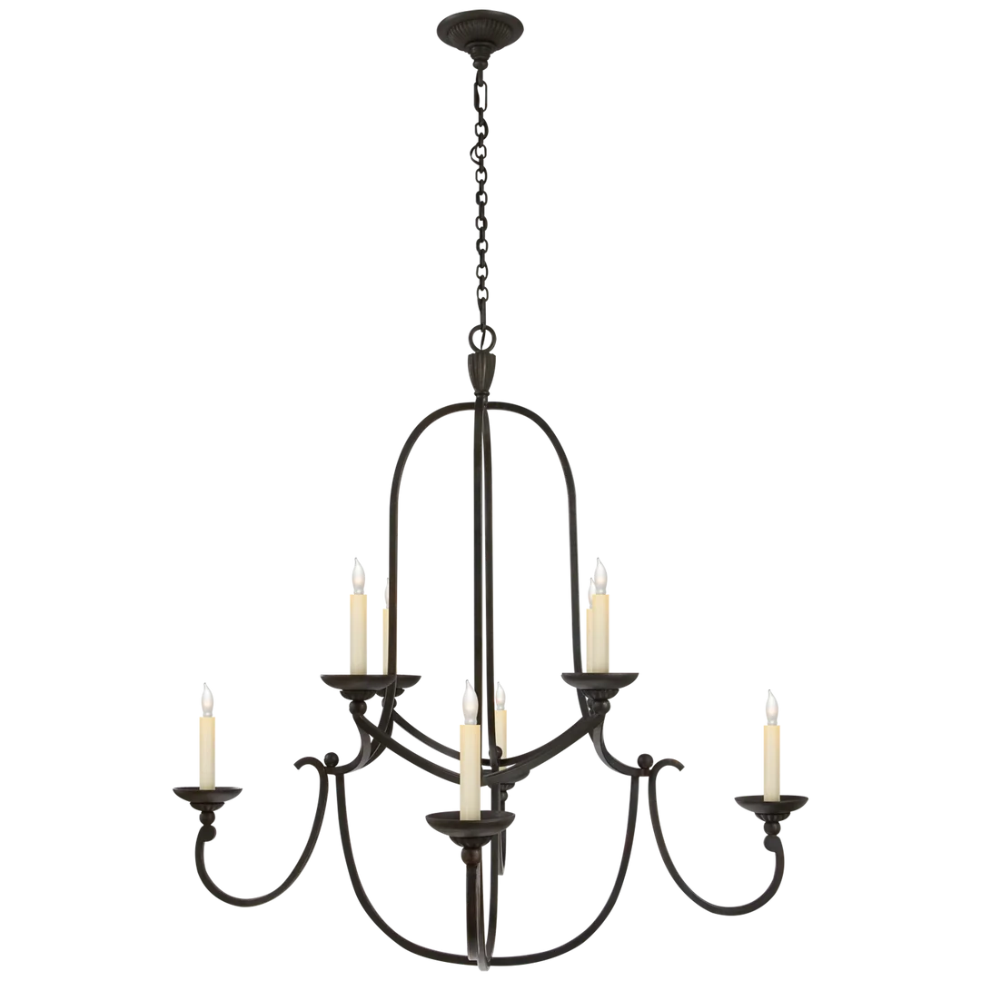 Fllaya Medium Round Chandelier-Visual Comfort-VISUAL-CHC 1494AI-ChandeliersAged Iron-No Shades-3-France and Son