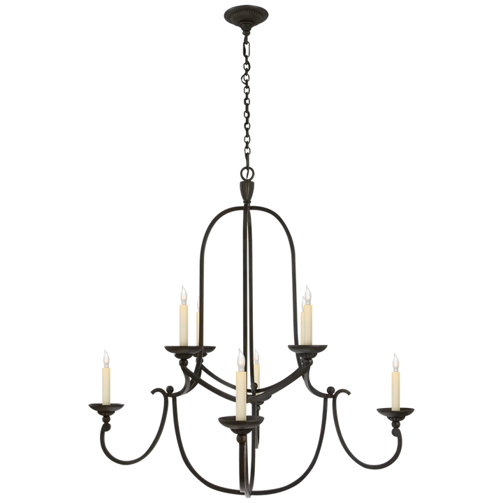 Fllaya Medium Round Chandelier-Visual Comfort-VISUAL-CHC 1494AI-ChandeliersAged Iron-No Shades-3-France and Son