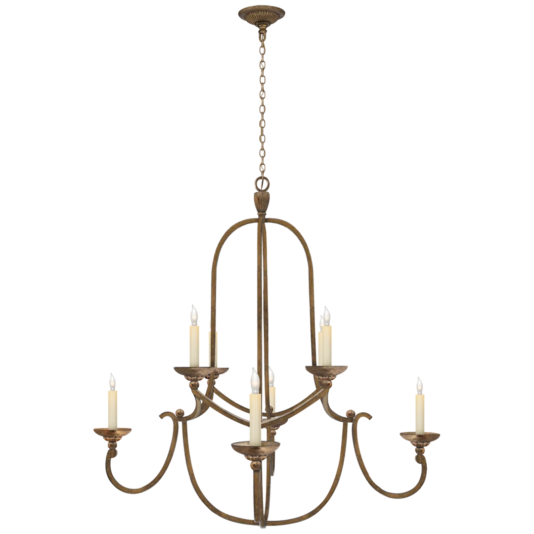 Fllaya Medium Round Chandelier-Visual Comfort-VISUAL-CHC 1494GI-ChandeliersGilded Iron-No Shades-4-France and Son