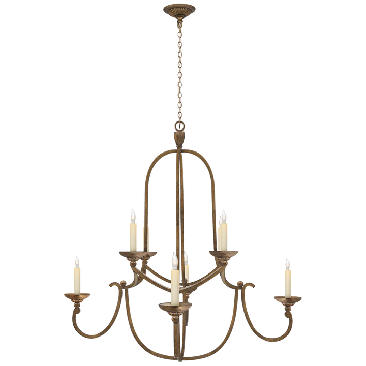 Fllaya Medium Round Chandelier-Visual Comfort-VISUAL-CHC 1494GI-ChandeliersGilded Iron-No Shades-4-France and Son