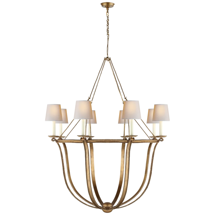 Lancashire Chandelier-Visual Comfort-VISUAL-CHC 1577GI-NP-ChandeliersGilded Iron-Paper Shades-4-France and Son