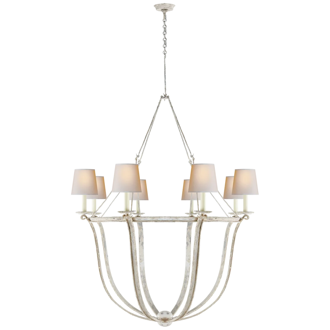 Lancashire Chandelier-Visual Comfort-VISUAL-CHC 1577OW-NP-ChandeliersOld White-Paper Shades-6-France and Son