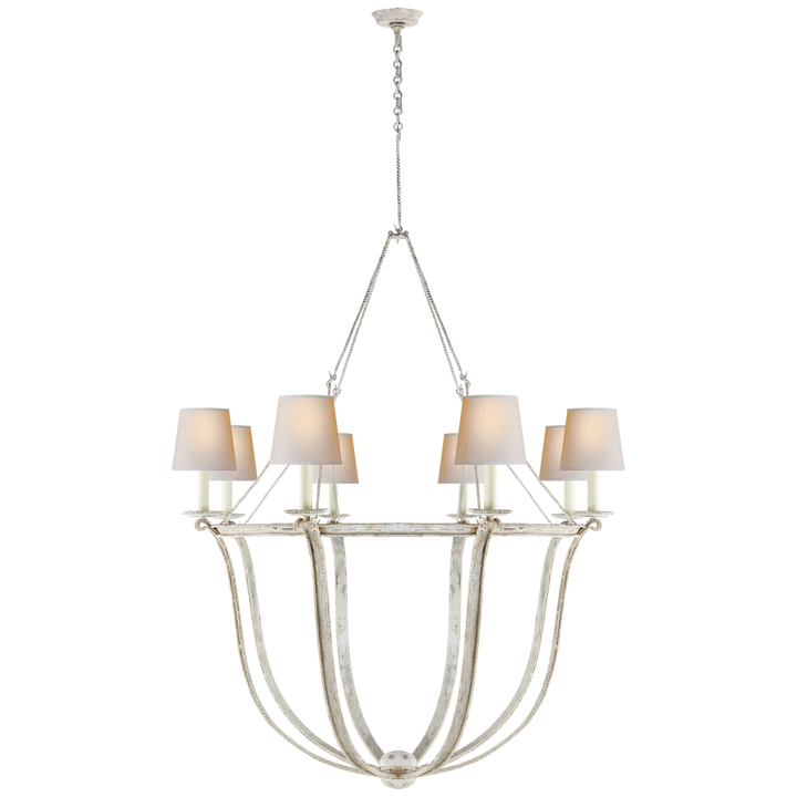 Lancashire Chandelier-Visual Comfort-VISUAL-CHC 1577OW-NP-ChandeliersOld White-Paper Shades-6-France and Son