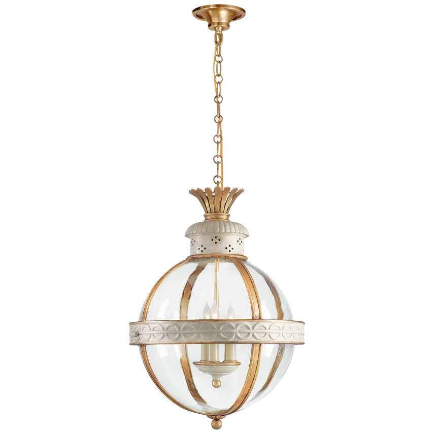 Cairo Top Blanded Globe Lantern-Visual Comfort-VISUAL-CHC 2111AW-CG-lanternsAntique White with Clear Glass-2-France and Son