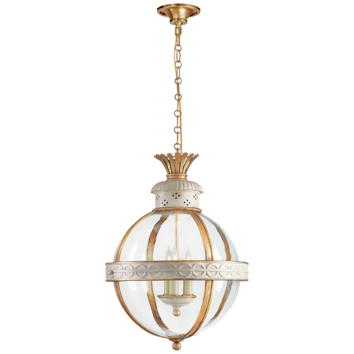 Cairo Top Blanded Globe Lantern-Visual Comfort-VISUAL-CHC 2111AW-CG-lanternsAntique White with Clear Glass-2-France and Son