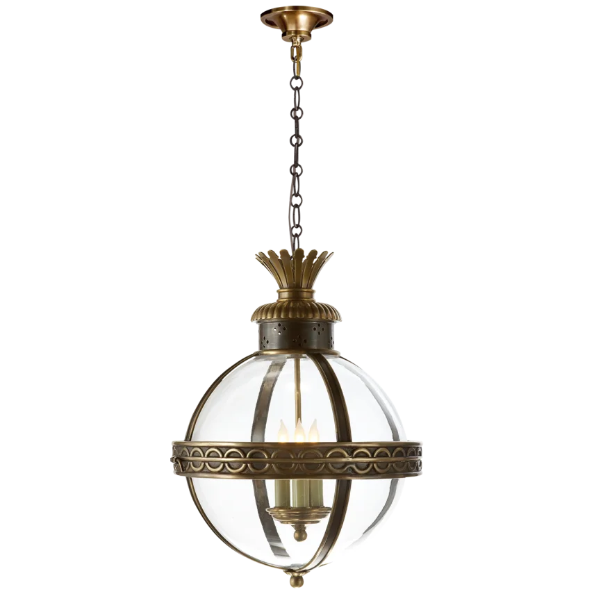 Cairo Top Blanded Globe Lantern-Visual Comfort-VISUAL-CHC 2111BZ/AB-CG-lanternsBronze with Antique-Burnished Brass with Clear Glass-4-France and Son