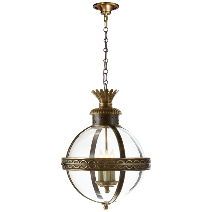 Cairo Top Blanded Globe Lantern-Visual Comfort-VISUAL-CHC 2111BZ/AB-CG-lanternsBronze with Antique-Burnished Brass with Clear Glass-4-France and Son