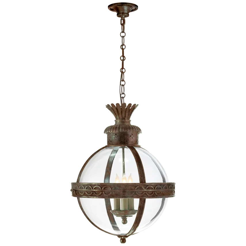 Cairo Top Blanded Globe Lantern-Visual Comfort-VISUAL-CHC 2111WVG-CG-lanternsWeathered Verdigris with Clear Glass-5-France and Son