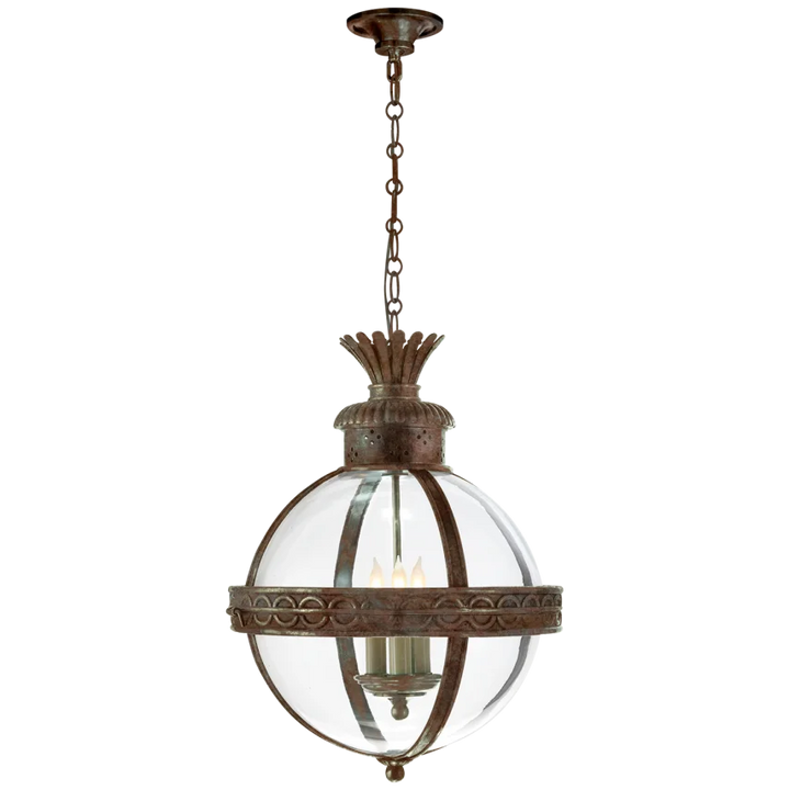 Cairo Top Blanded Globe Lantern-Visual Comfort-VISUAL-CHC 2111WVG-CG-lanternsWeathered Verdigris with Clear Glass-5-France and Son