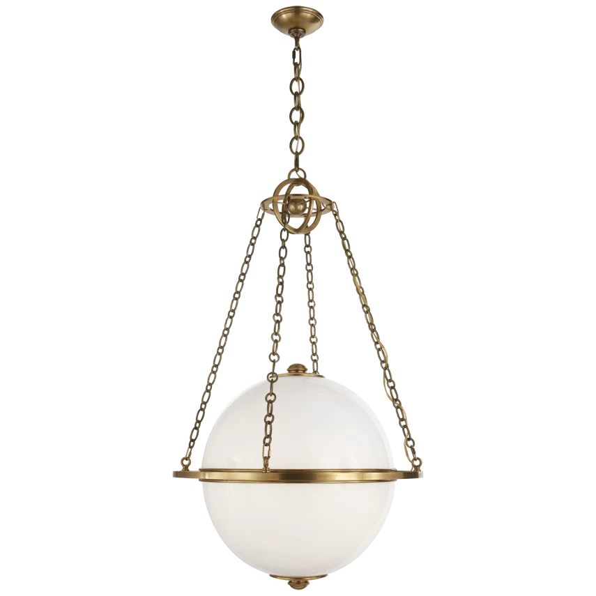 Maple Globe Lantern-Visual Comfort-VISUAL-CHC 2135AB-WG-PendantsAntique-Burnished Brass-White Glass-1-France and Son