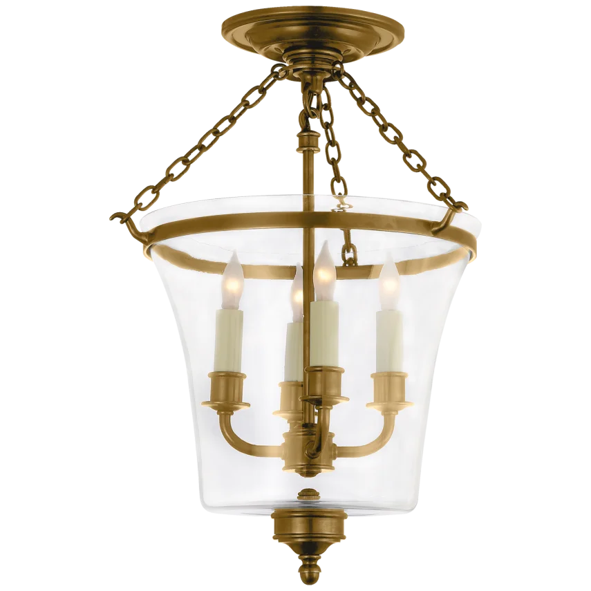 Sunny Semi-Flush Bell Jar Lantern-Visual Comfort-VISUAL-CHC 2209AB-PendantsAntique-Burnished Brass-1-France and Son