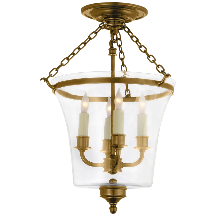 Sunny Semi-Flush Bell Jar Lantern-Visual Comfort-VISUAL-CHC 2209AB-PendantsAntique-Burnished Brass-1-France and Son
