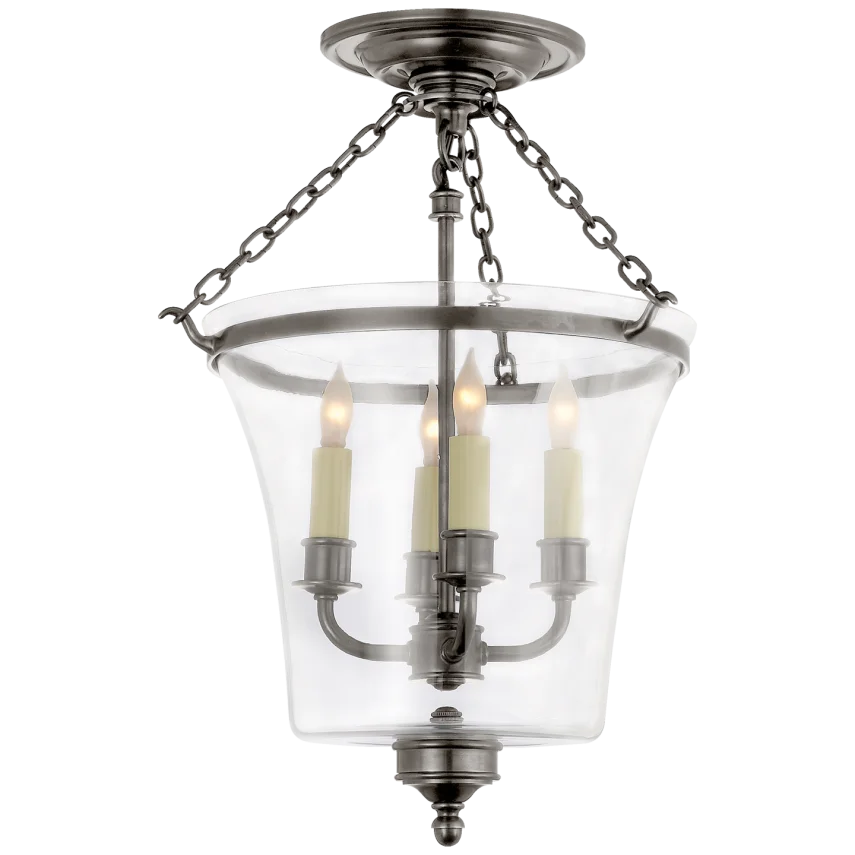 Sunny Semi-Flush Bell Jar Lantern-Visual Comfort-VISUAL-CHC 2209AN-PendantsAntique Nickel-2-France and Son