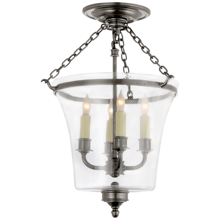 Sunny Semi-Flush Bell Jar Lantern-Visual Comfort-VISUAL-CHC 2209AN-PendantsAntique Nickel-2-France and Son