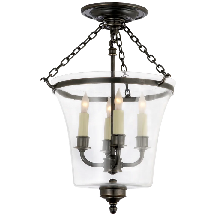Sunny Semi-Flush Bell Jar Lantern-Visual Comfort-VISUAL-CHC 2209BZ-PendantsBronze-3-France and Son
