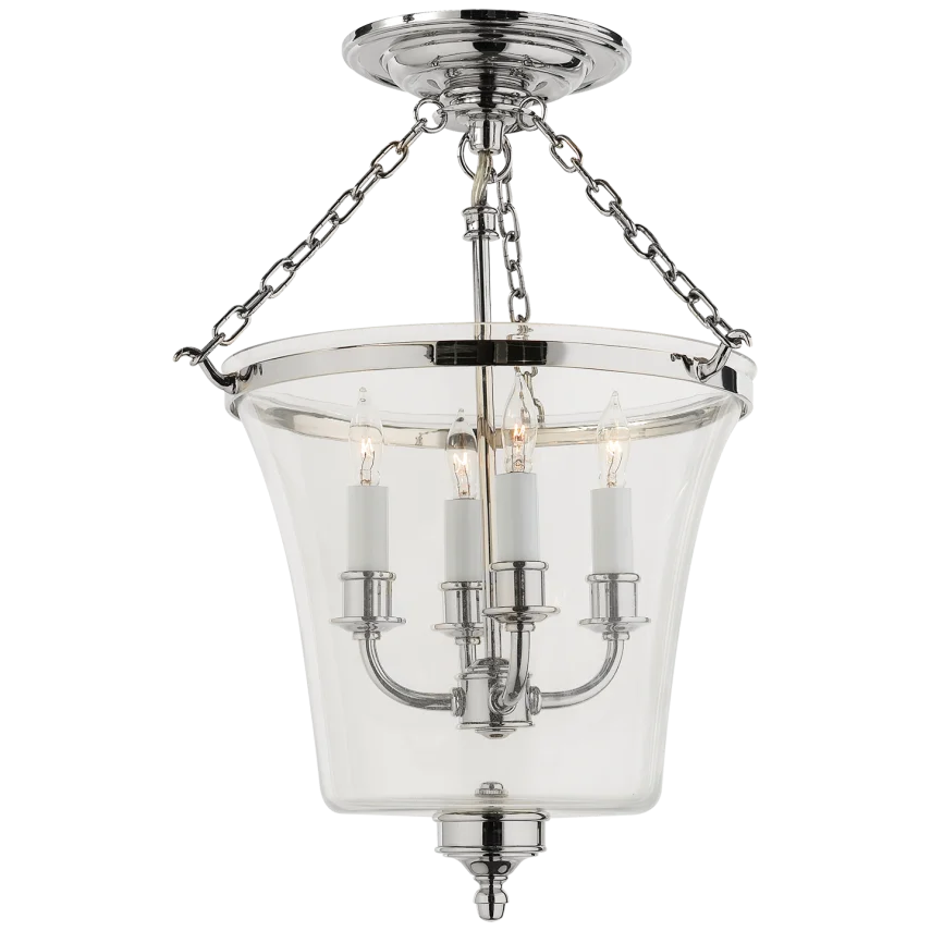 Sunny Semi-Flush Bell Jar Lantern-Visual Comfort-VISUAL-CHC 2209PN-PendantsPolished Nickel-4-France and Son