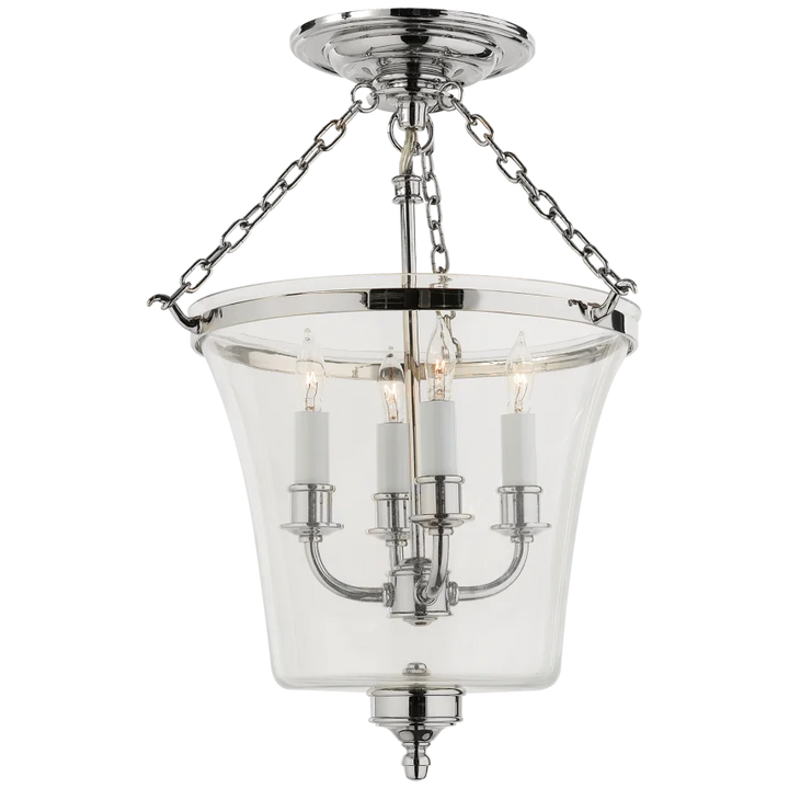 Sunny Semi-Flush Bell Jar Lantern-Visual Comfort-VISUAL-CHC 2209PN-PendantsPolished Nickel-4-France and Son