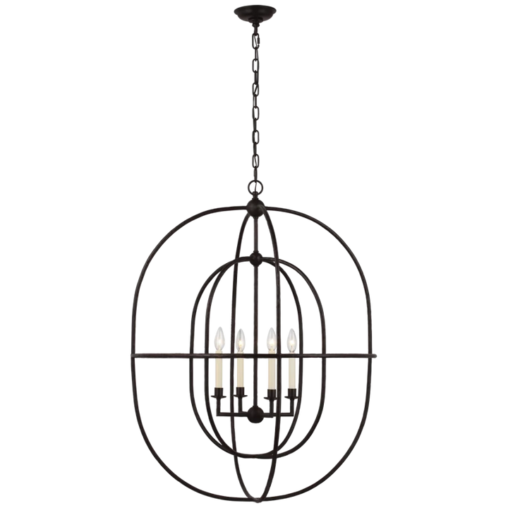 Dawn Open Double Oval Lantern-Visual Comfort-VISUAL-CHC 2225AI-lanternsAged Iron-1-France and Son