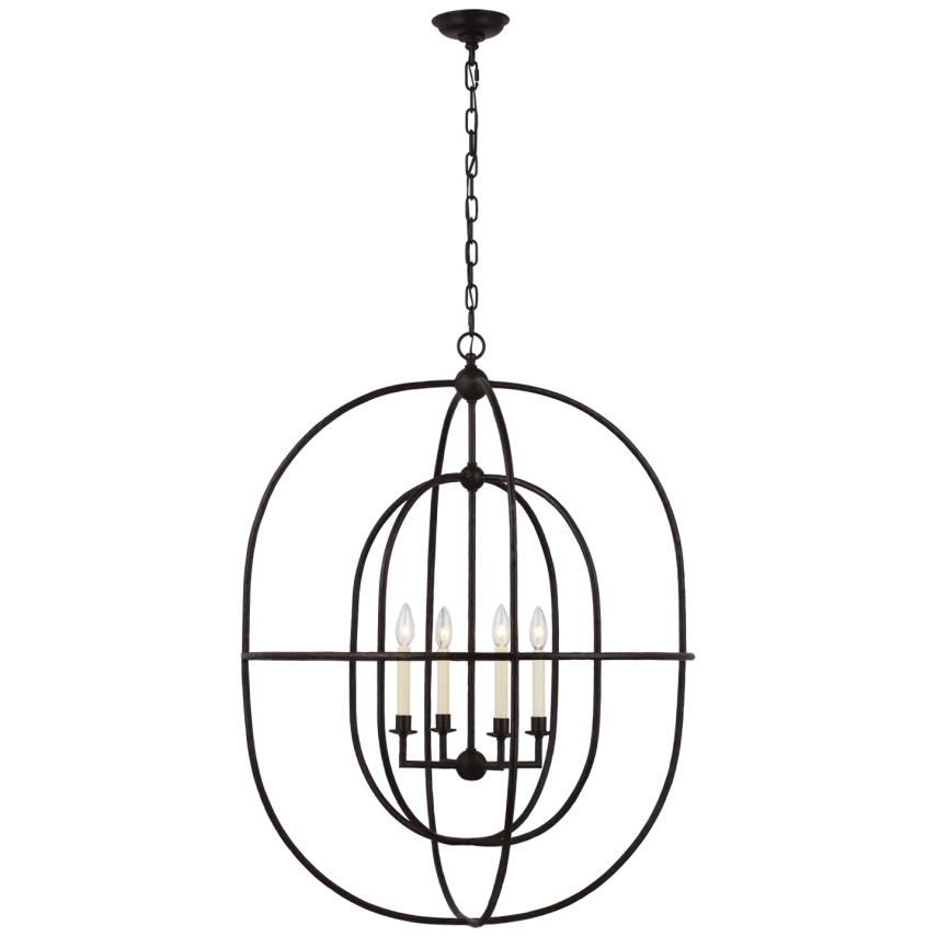 Dawn Open Double Oval Lantern-Visual Comfort-VISUAL-CHC 2225AI-lanternsAged Iron-1-France and Son