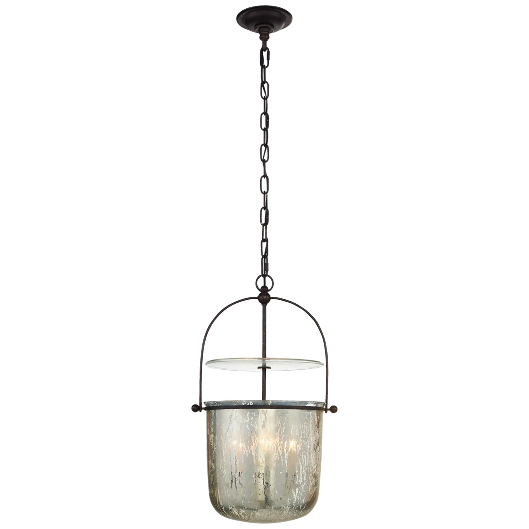 Lorry Small Smoke Bell Lantern-Visual Comfort-VISUAL-CHC 2269AI-MG-ChandeliersAged Iron-Antiqued Mercury Glass-1-France and Son