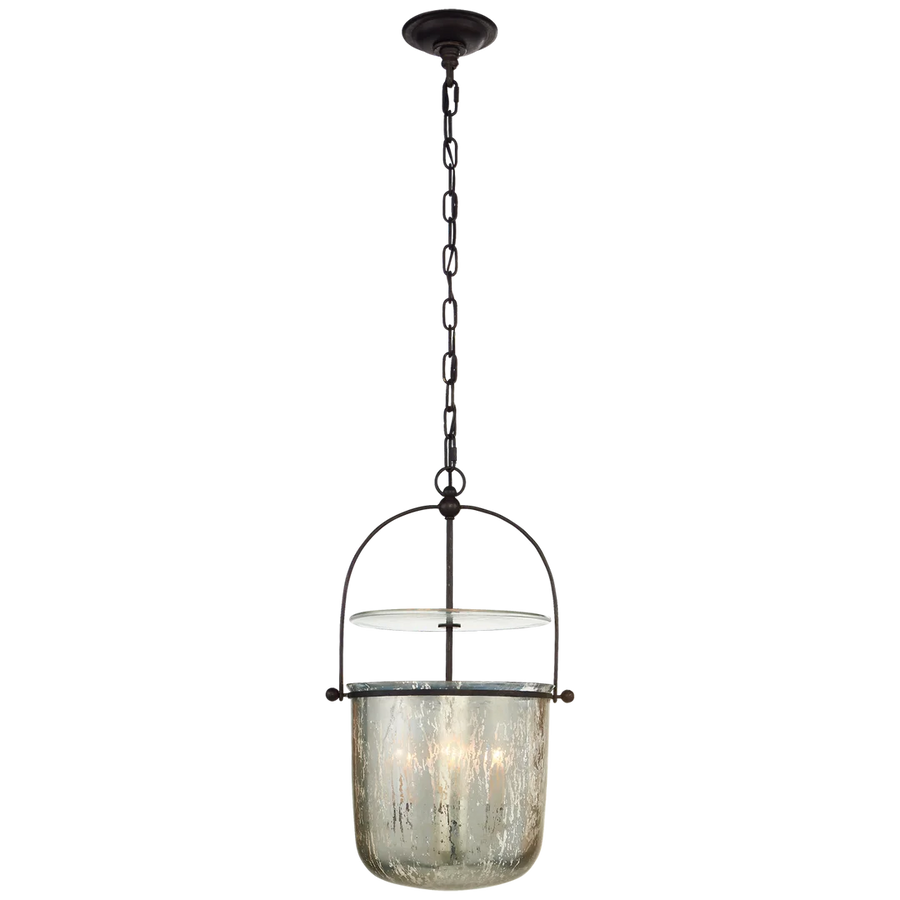 Lorry Small Smoke Bell Lantern-Visual Comfort-VISUAL-CHC 2269AI-MG-ChandeliersAged Iron-Antiqued Mercury Glass-1-France and Son