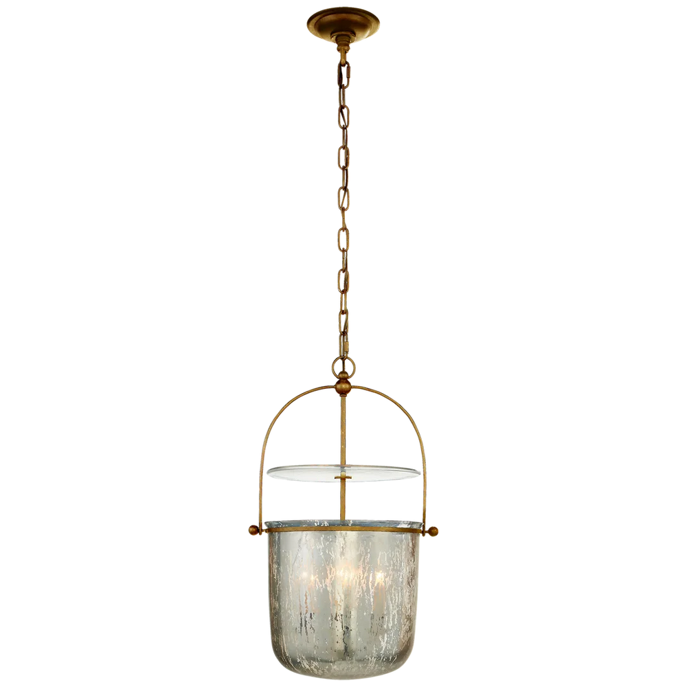 Lorry Small Smoke Bell Lantern-Visual Comfort-VISUAL-CHC 2269GI-MG-ChandeliersGilded Iron-Antiqued Mercury Glass-2-France and Son
