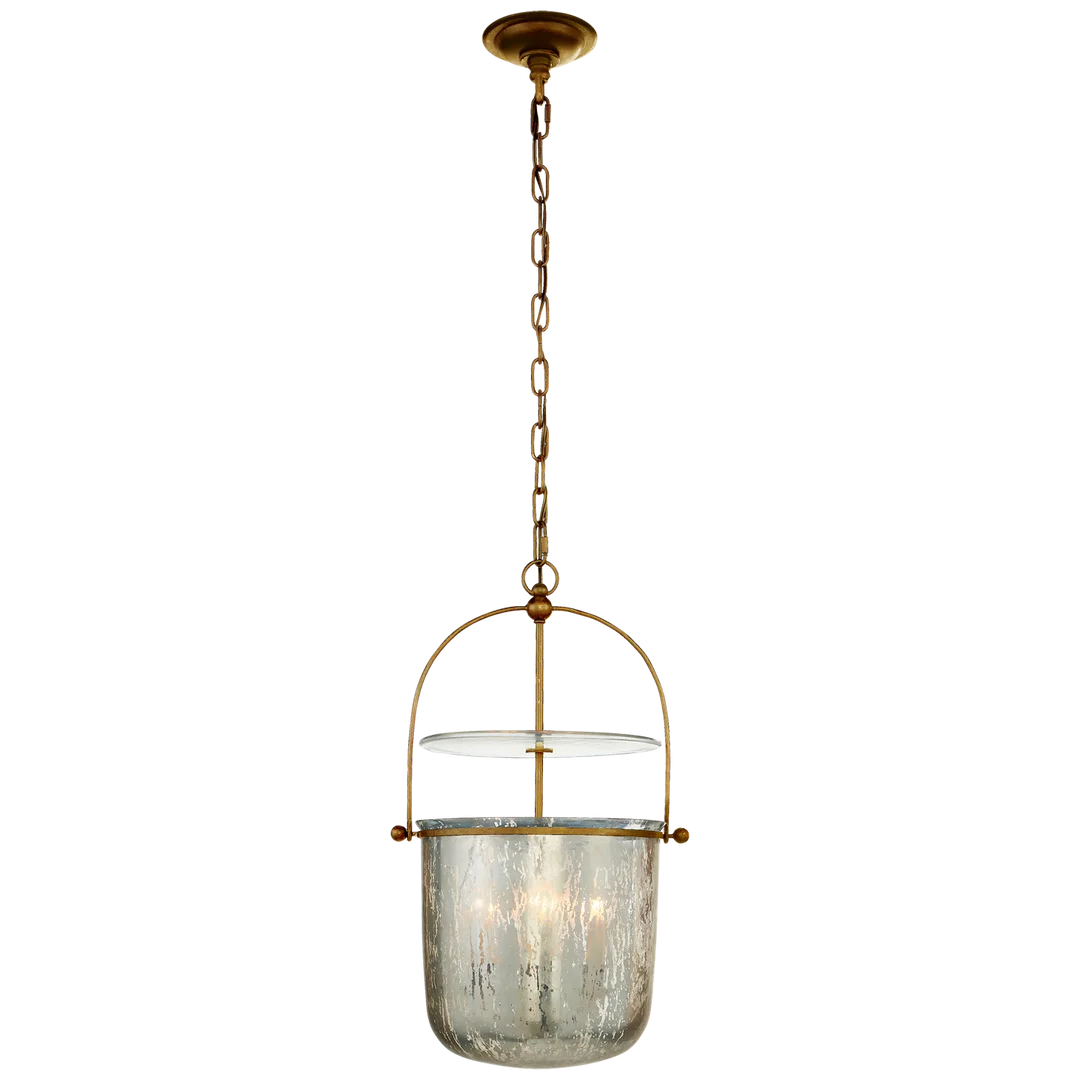 Lorry Small Smoke Bell Lantern-Visual Comfort-VISUAL-CHC 2269GI-MG-ChandeliersGilded Iron-Antiqued Mercury Glass-2-France and Son