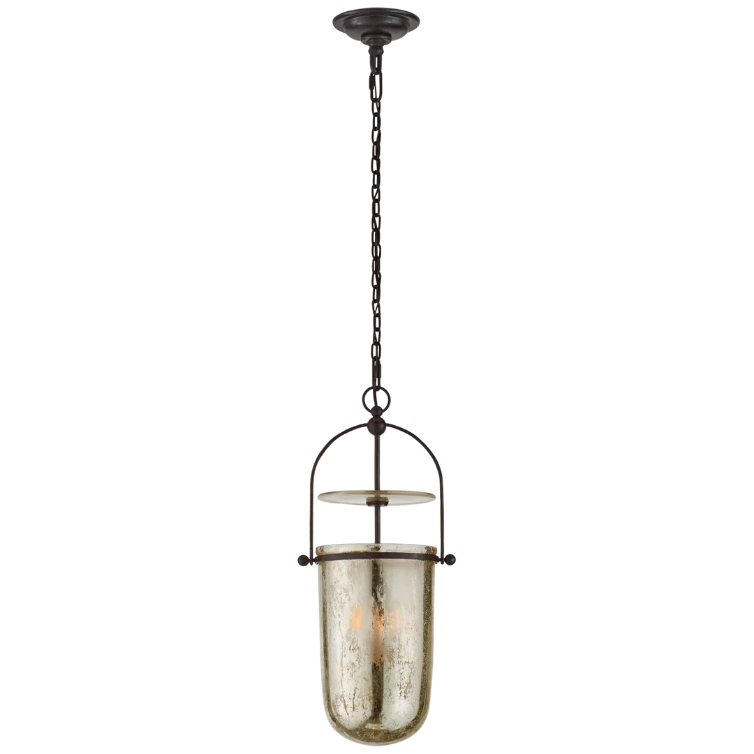 Lorry Tall Smoke Bell Lantern-Visual Comfort-VISUAL-CHC 2298AI-MG-ChandeliersAged Iron-Mercury Glass-1-France and Son