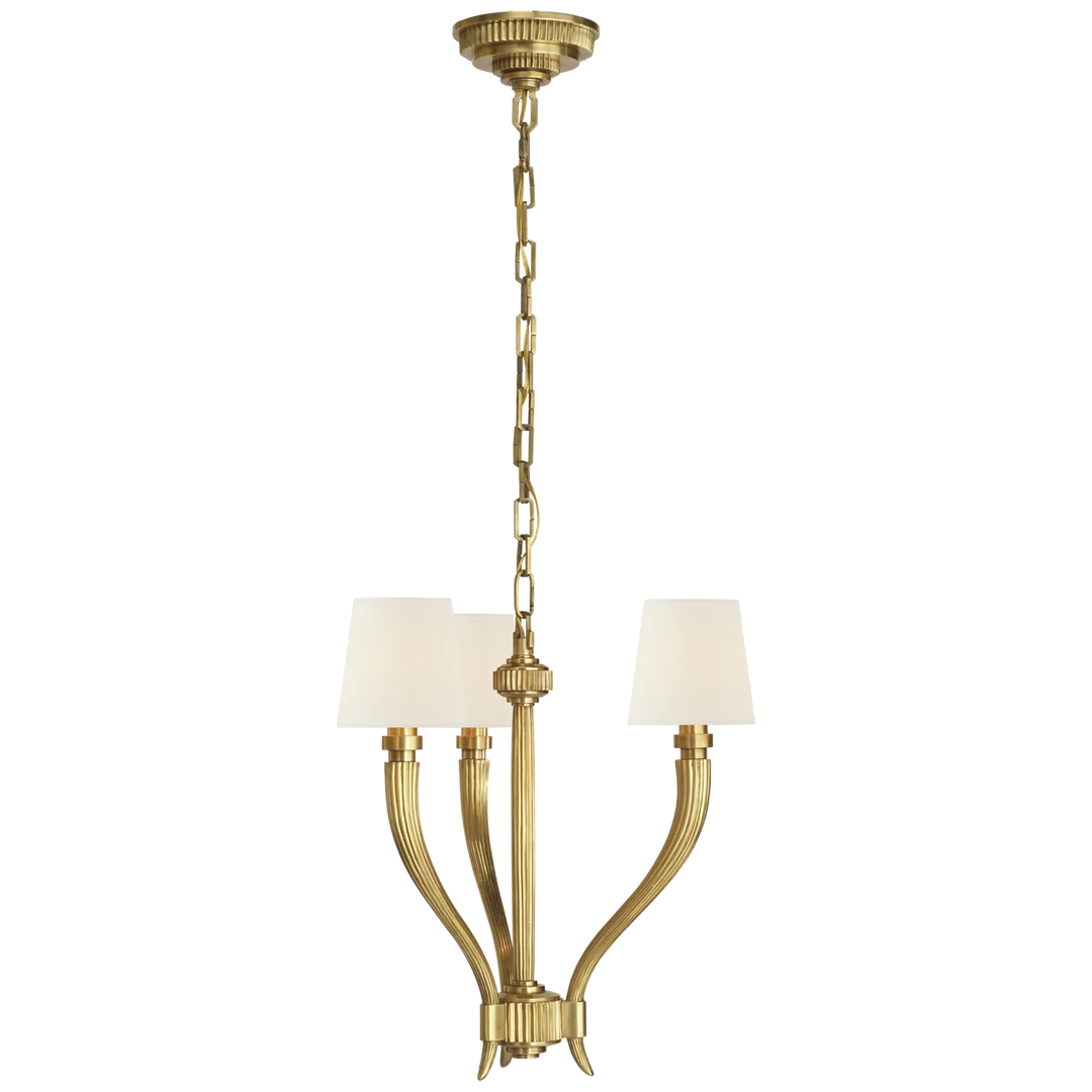 Rotem Small Chandelier-Visual Comfort-VISUAL-CHC 2461AB-L-ChandeliersSmall-Antique-Burnished Brass - Linen Shades-8-France and Son