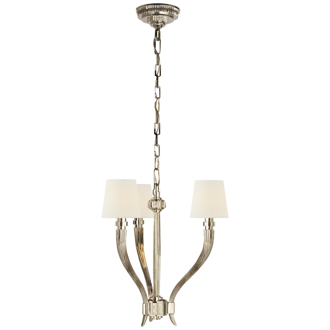 Rotem Small Chandelier-Visual Comfort-VISUAL-CHC 2461PN-L-ChandeliersSmall-Polished Nickel - Linen Shades-11-France and Son
