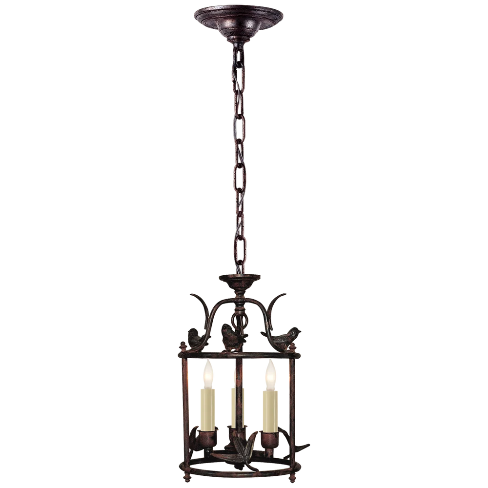 Diedre Petite Classical Perching Bird Lantern-Visual Comfort-VISUAL-CHC 3109R-ChandeliersRust with Verdis Accent-2-France and Son